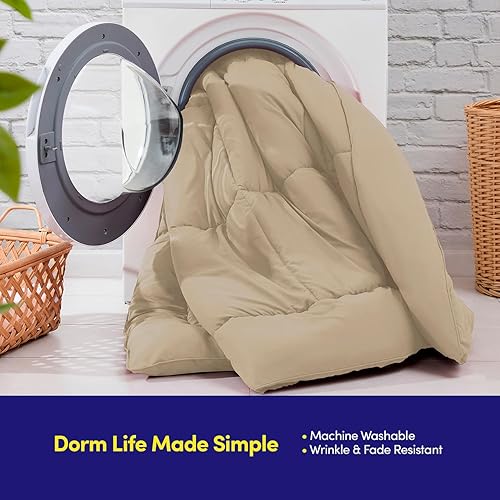 Miniatura 5 de Dorm Room Essentials - Juego de edredón de 5 piezas tamaño individual XL, cama en una bolsa para estudiantes universitarios, niños y niñas,