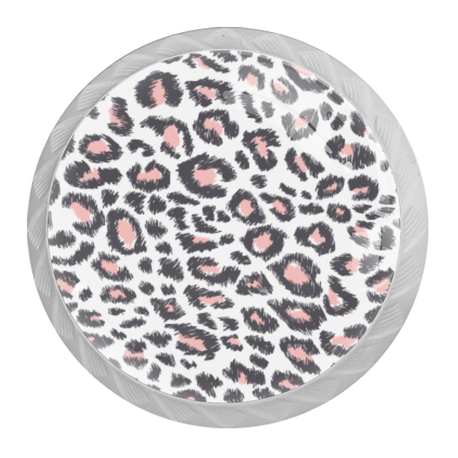 Tqmspg 4 Pieces Drawer Pulls Leopard Skin Print Door Knobs Dresser Handles for Kitchen Wardrobe Cupboard Hardware Furniture
