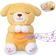 Breathing Stuffed Animal, Stuffed Dog Toy, Soothing Sound Machine with Music Lights &amp; Breathing Motion for Kids Boys Girls
