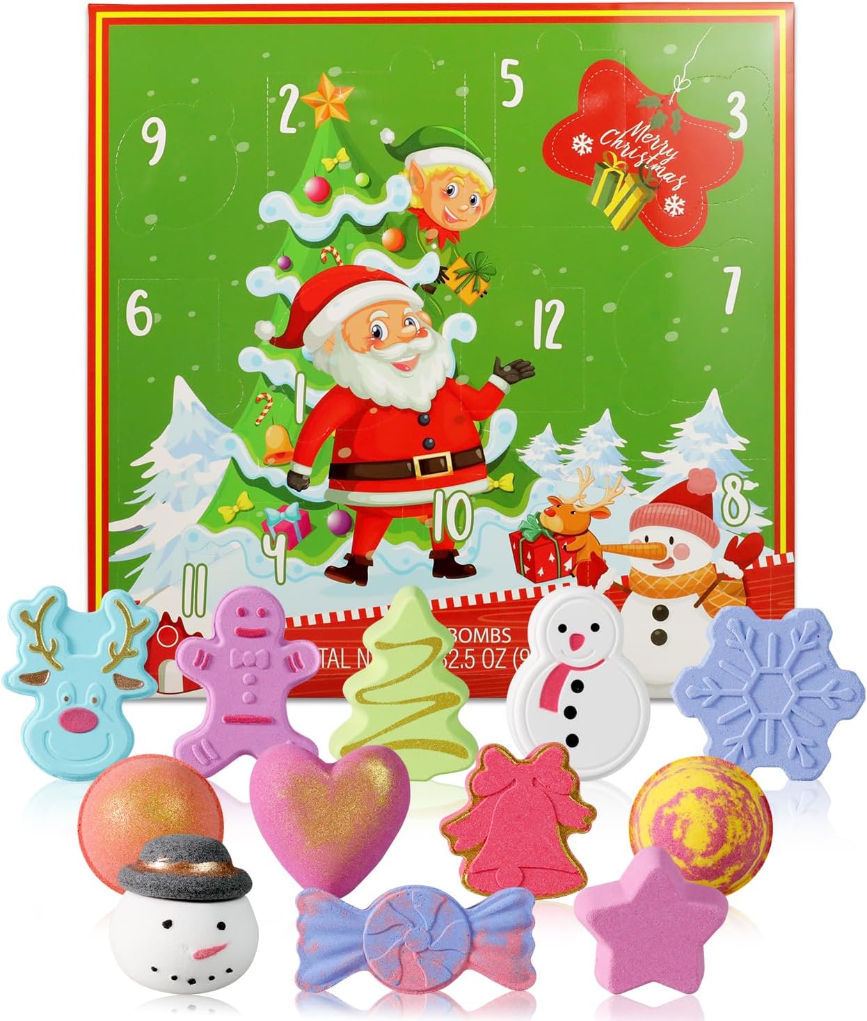 Christmas Advent Calendar 2025 Bath Bombs Gifts for Kids – 12PCS Surprising Bubble Bath Bombs Inside, Countdown Calendar Christmas Stuff Gifts for Girls, Women, Boys