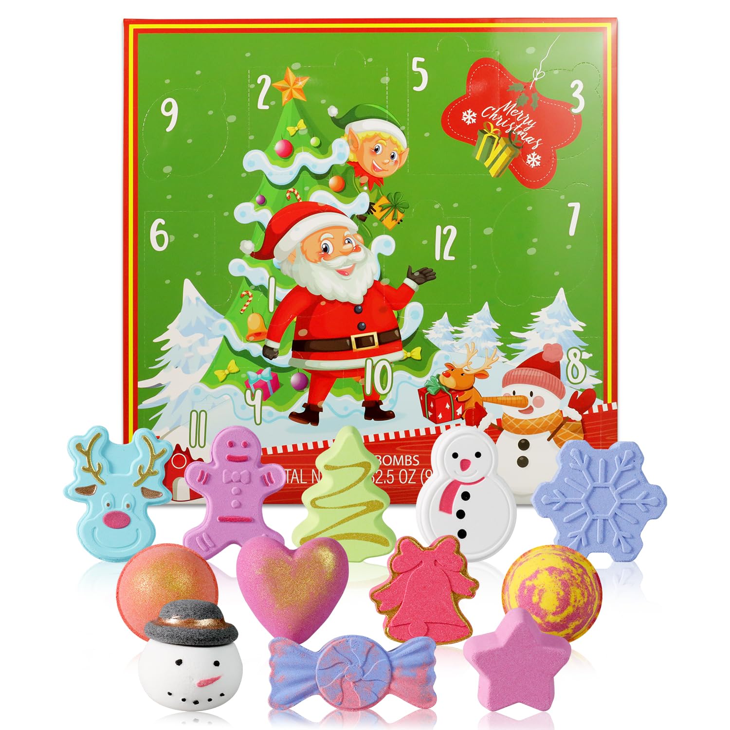 Christmas Advent Calendar 2025 Bath Bombs Gifts for Kids - 12PCS Surprising Bubble Bath Bombs Inside, Countdown Calendar Christmas Stuff Gifts for Girls, Women, Boys