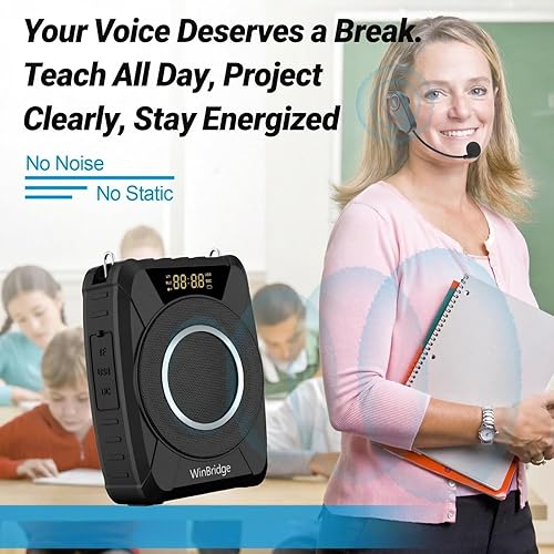 Miniatura 2 de Micrófono inalámbrico amplificador de voz, sistema PA portátil de 20 W con micrófono Bluetooth y auriculares, micrófono portátil impermeable y