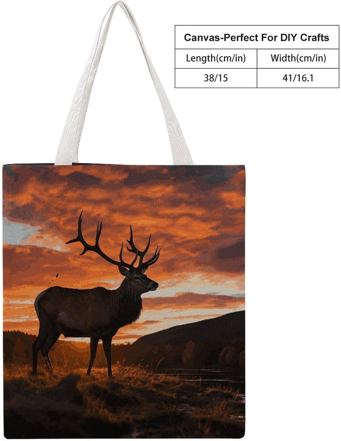 Red Deer Canvas Tote Bag Reusable Grocery Bags Foldable Soft Cotton Shoulder Carry Bag