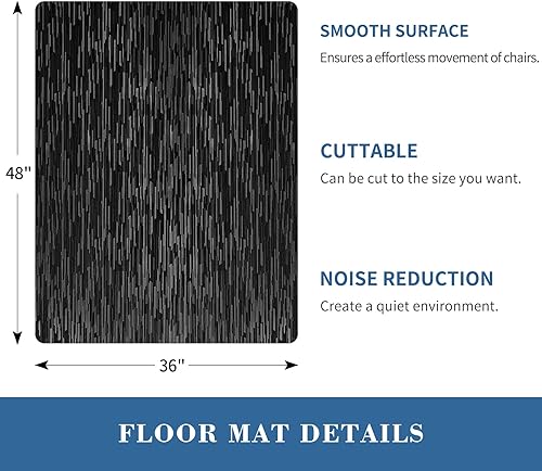 Miniatura 12 de Tydle Tapete para silla de alfombra, 36 x 48 pulgadas, tapete para silla de oficina para suelos alfombrados, tapete protector de suelo