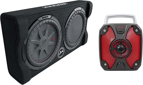 KICKER 48TRTP122 TRTP 12 "1000w Subwoofer de disparo abajo+Paquete de caja de sub caja con Rockville ROCKBOX (2 artículos)