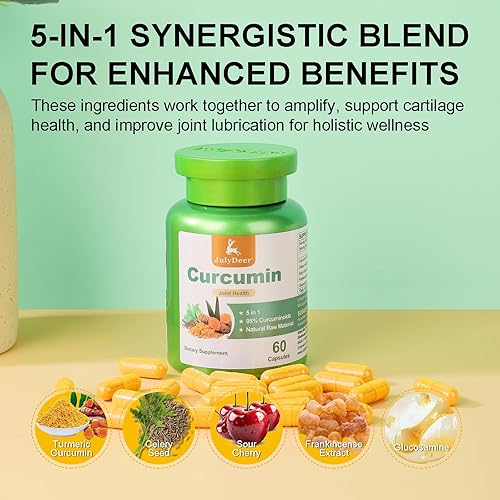 Miniatura 6 de Curcumina cúrcuma 95% con semillas de apio, cereza agria, extracto de incienso, glucosamina 5 en 1 fórmula 95% curcuminoide natural antioxidante