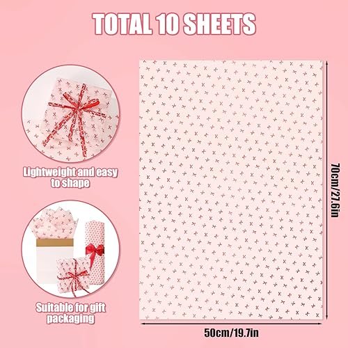 Miniatura 2 de 10 hojas de papel de regalo con lazo rosa, bonito papel de seda de lazo coqueta, nudo de lazo, papel de regalo para cumpleaños, bodas, Navidad, San
