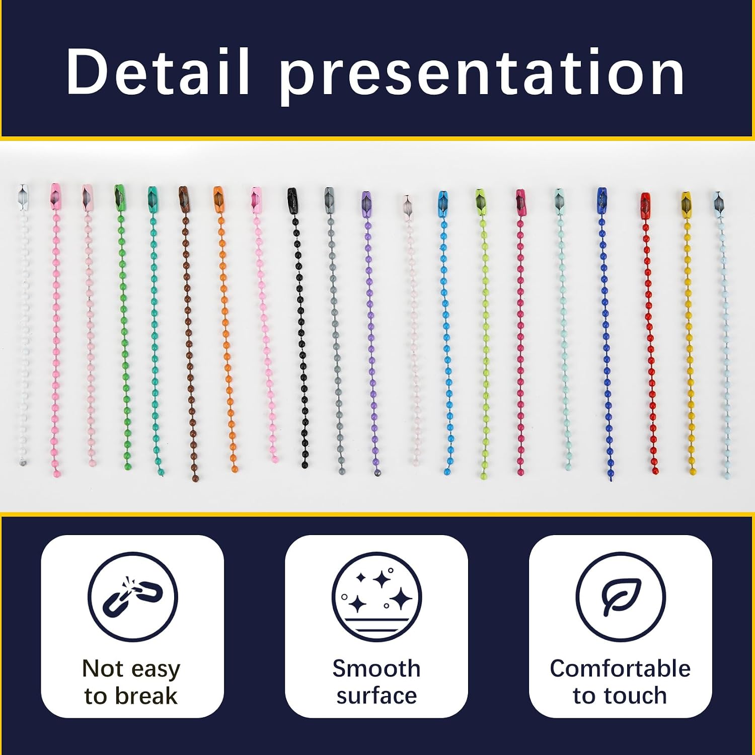 500 Pcs Mix Color Ball Chain Bulk,Metal Bead Chain,Keychain Chains Dog tag Chain,20 Color 3.9" Long 2.4mm Ball Bead Chains,DIY Key Chain Making kit