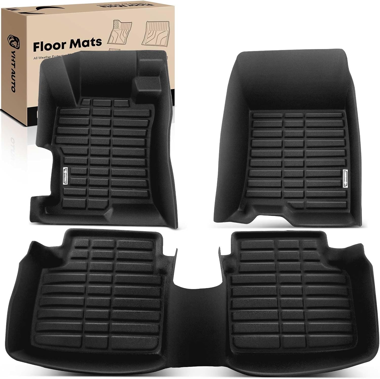 YHTAUTO Floor Mats Fit 2008-2012 Honda Accord 4 Door, TPE All Weather Car Mats Waterproof Anti-Slip Odorless Floor Liner, Interior Car Accessories Front & 2nd Row Liner