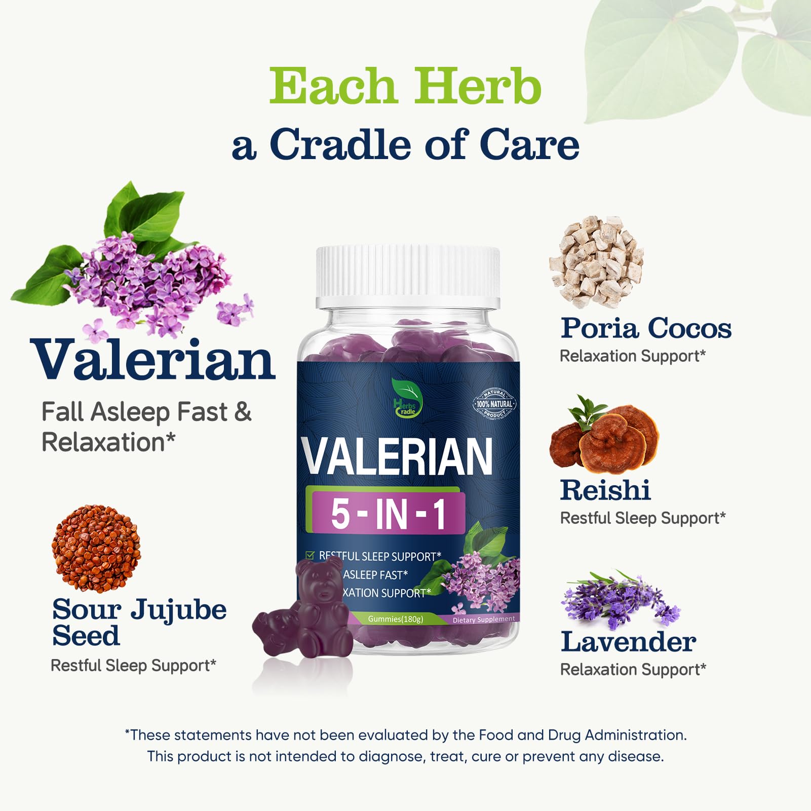 Valerian Root Gummies for Sleep Support, 5-in-1 Herbal Blend — Amazon image 4