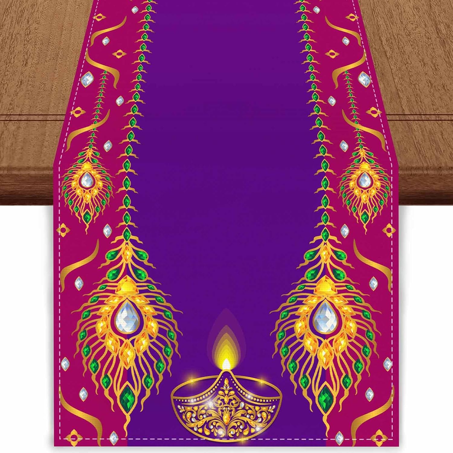 Amazon.com: Linen Diwali Table Runner Diwali Tablecloth Diwali Decor ...