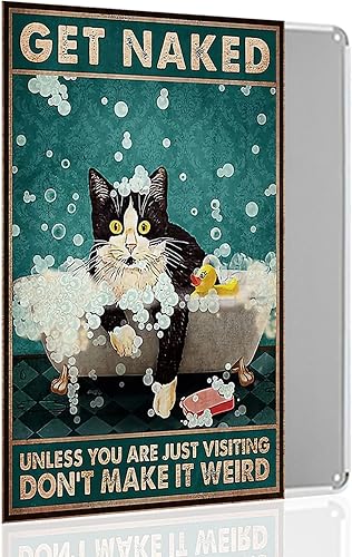 Miniatura 34 de Letrero de metal retro con texto en inglés "Are You Pooping Cat Cat", decoración de baño con texto en inglés "Are You Pooping", decoración del hogar
