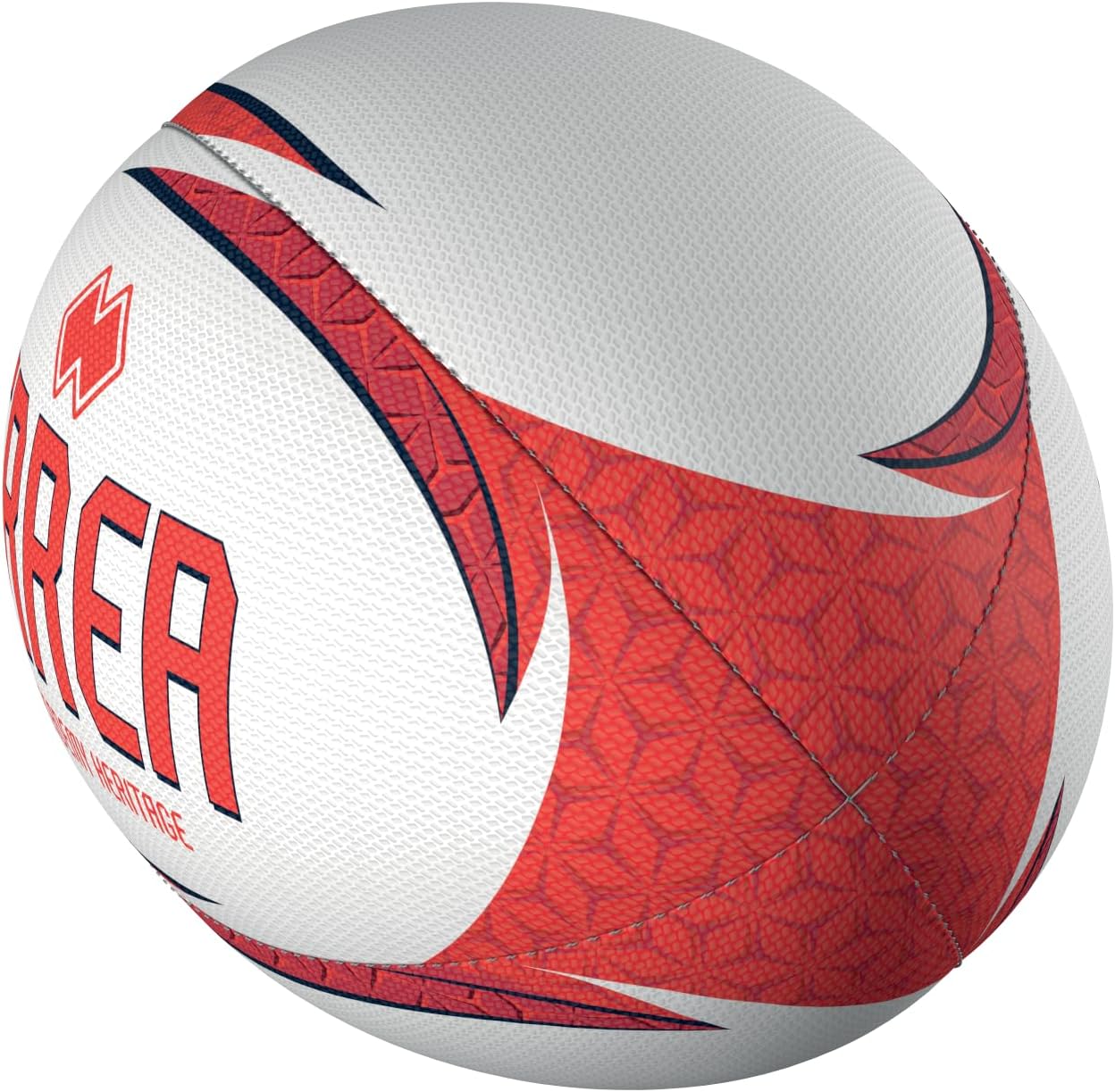 ERREA Rugby Academy Heritage HA0J0Z05120 New Grip Tech 3-Layer Hand-Sewn Rugby Ball for Training, White/Red/Navy, Genuine Product