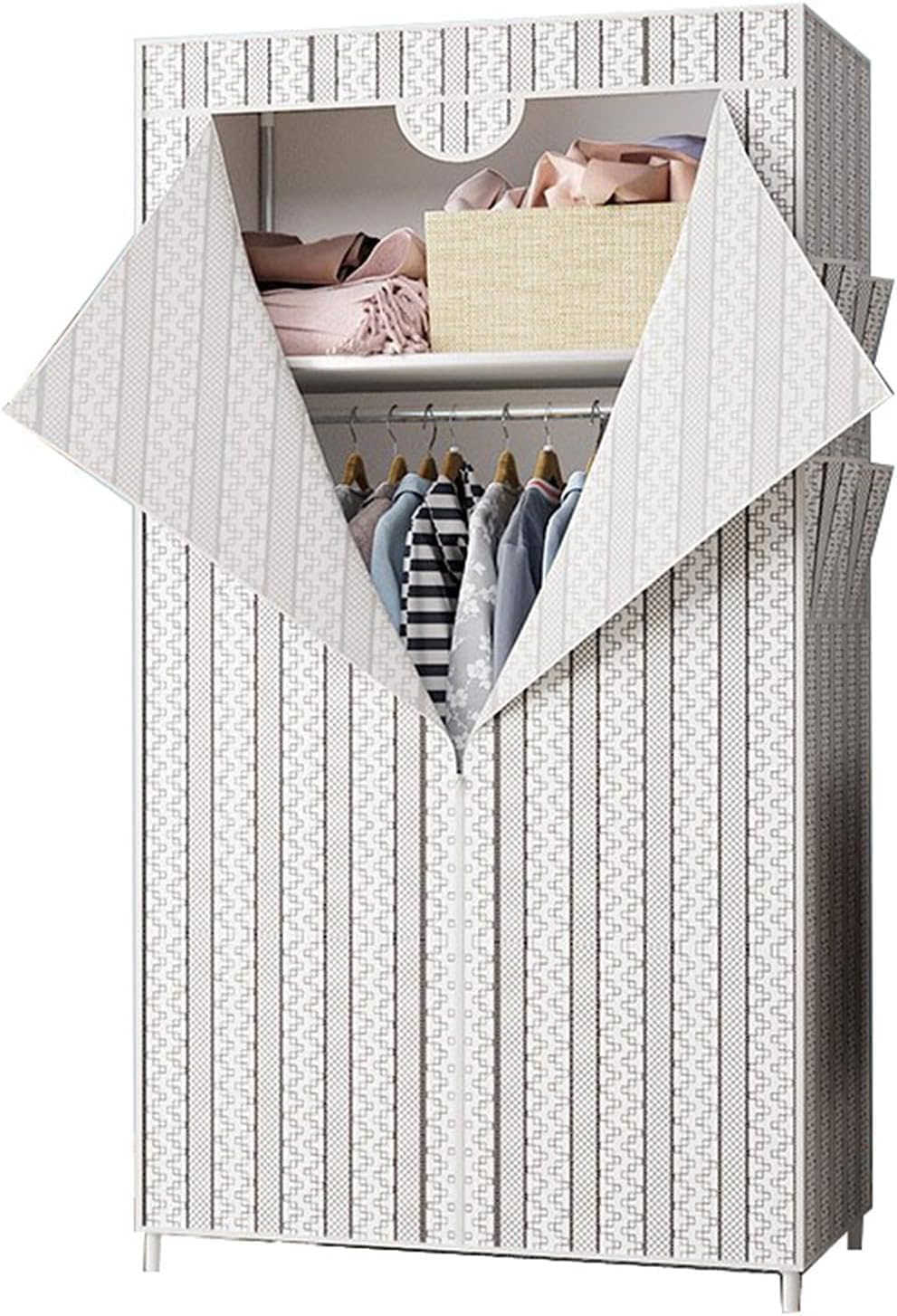 Fabric Wardrobe,Simplicity Bedroom Wardrobe Clothes Rail Creative Design Partition Storage Closet Assembly Stable Design 160 * 45 * 70CM(Size:160 * 45 * 70CM,Color:B) (B 160 * 45 * 70CM)