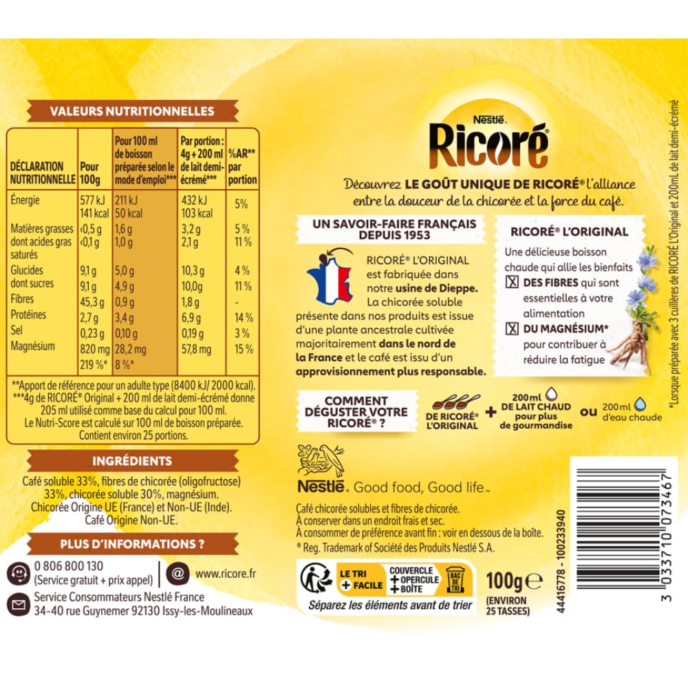 Nestlé Ricoré Original - Substitut de Café - Boîte de 100 g