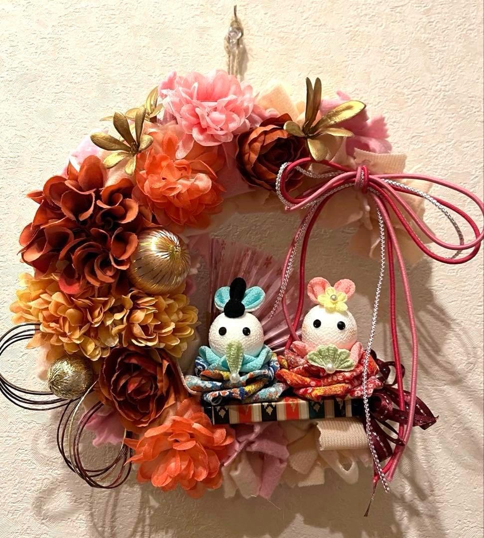 ひな祭り布リースひな飾り三日月