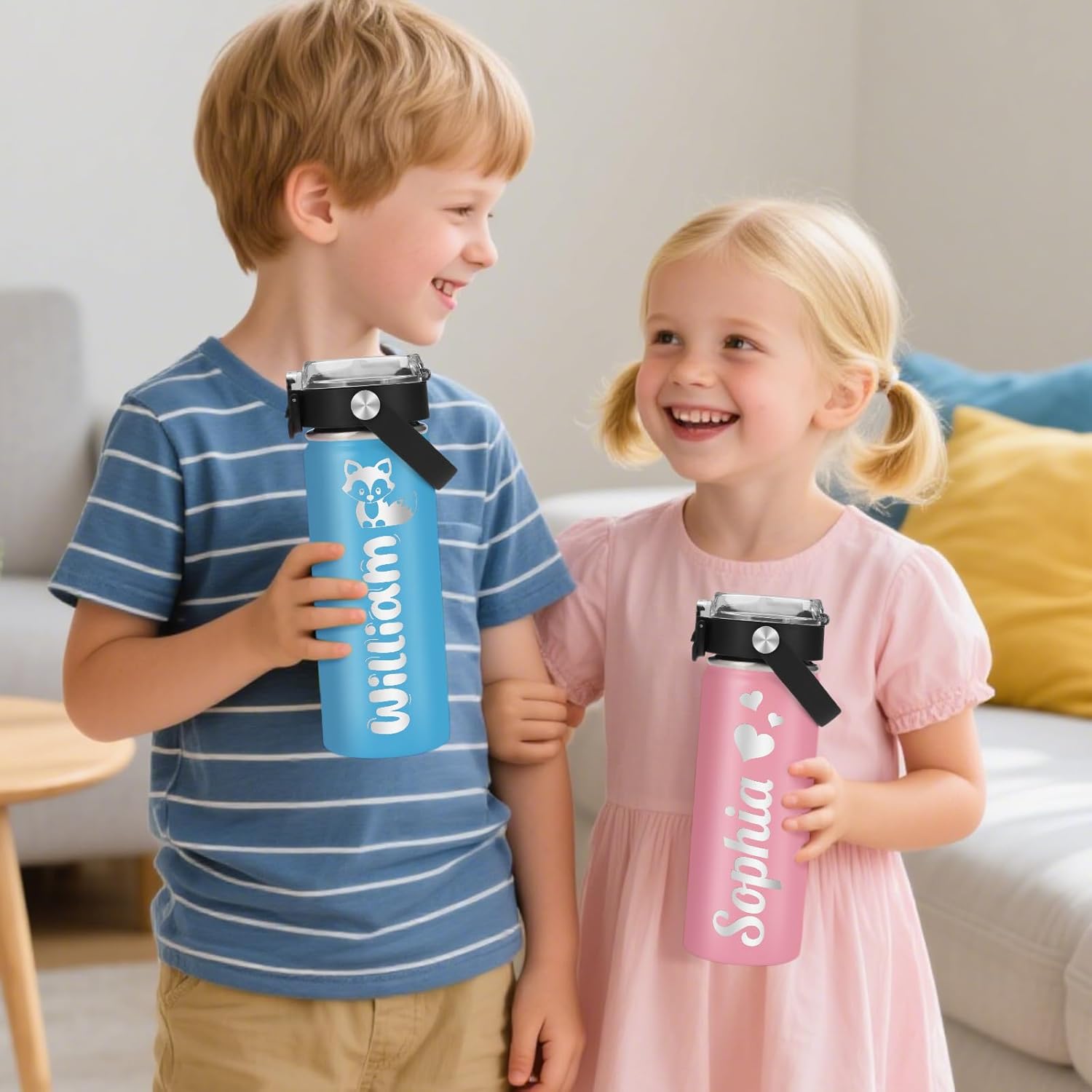 Personalized Insulated Water Bottles for Kids,18OZ Custom Engraved Name Water Cups, Stainless Steel School Bottle, 16 Colors & 50 Cute Patterns –Christmas Gifts for Boys & Girls - Image 6