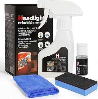 FAVIRZCE Headlight Restoration Kit - Erase Yellowing Oxidation Fog with UV Hydrophobic Coating for Cars Trucks RVs Motorcycles (4-5 Treatments)