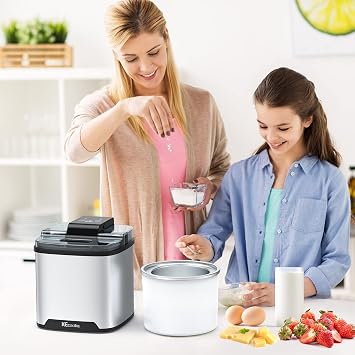 KECOOLKE Ice Cream Maker, Electric Ice Cream Machine Countertop Fruit Soft Serve Homemade Large Capacity 2 Quart