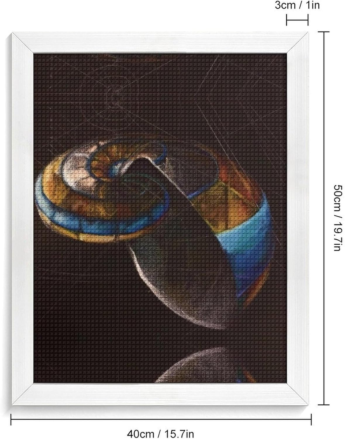 Fibonacci on A Nautilus Shell Diamond 5D Painting Kits with Frame DIY Full Round Drill Gem Art Crafts for Home Wall Decor 16 X 20in White Wood 40 * 50cm