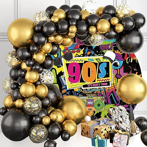 Miniatura 4 de Cubierta de fondo redonda de regreso a los años 90, de 5 x 5 pies, con texto en inglés "It's Party Time", Hip Hop, Graffiti, Boombox, círculo,