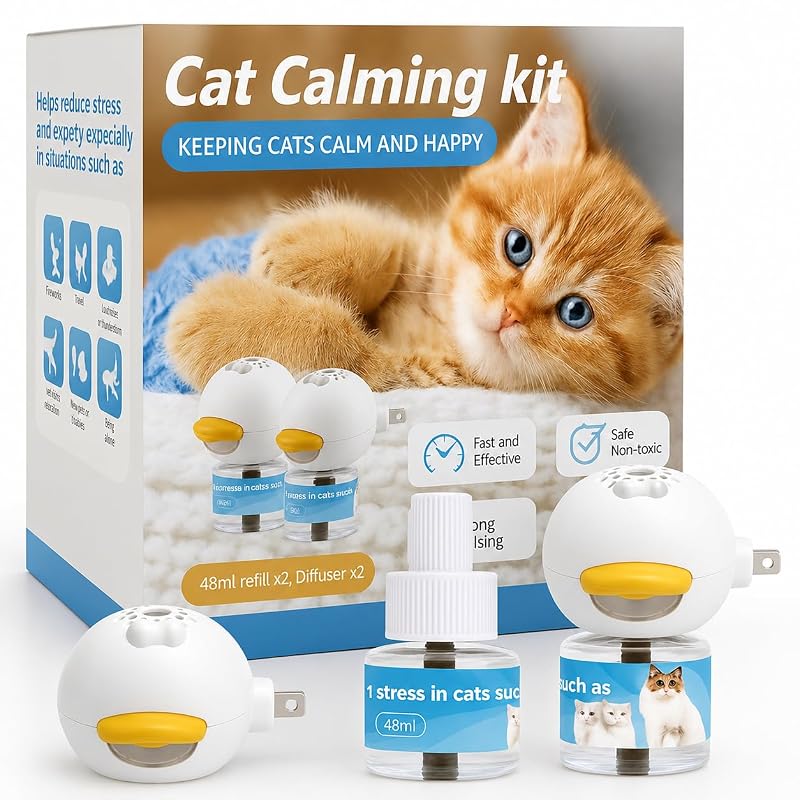 Difusor de feromônios para gatos Duasdne D002 com botão e refis de até 30 dias, Azul, Pacote com 2