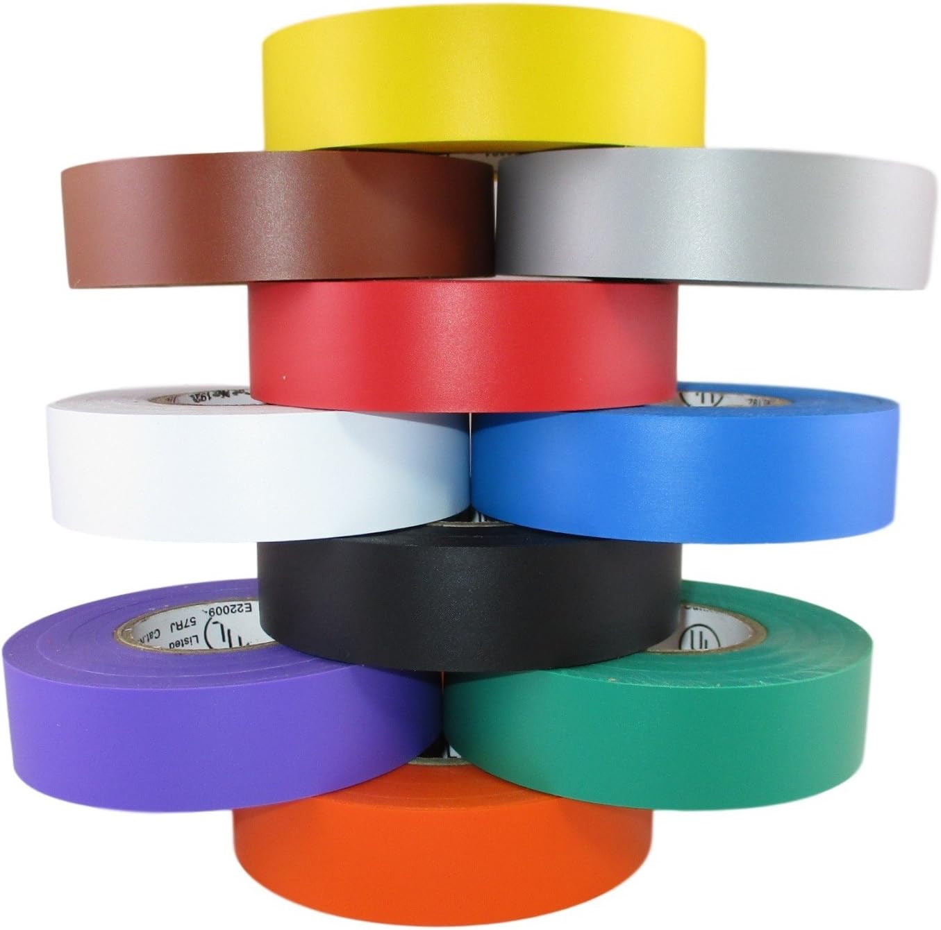 New Deal TradeGear Electrical Tape Assorted Matte Rainbow Colors – 10 Pk Waterproof, Flame Retardant, Strong Rubber Based Adhesive, UL Listed – Rated for Max. 600V and 80oC Use –Measures 60’ x 3/4 x 0.07