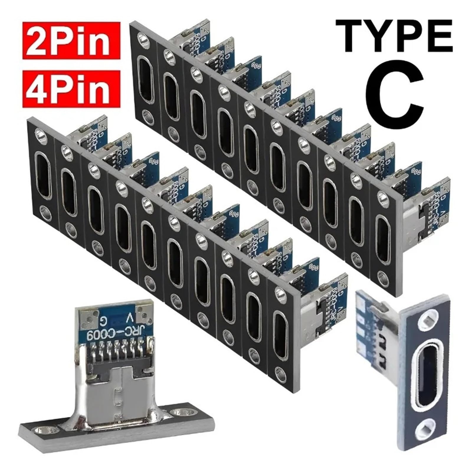 USB-C 3.1 Screw-Fix żeńskie gniazdo 2/4-pinowe złącze ładowania 5 szt. (2-pin-5 szt.)