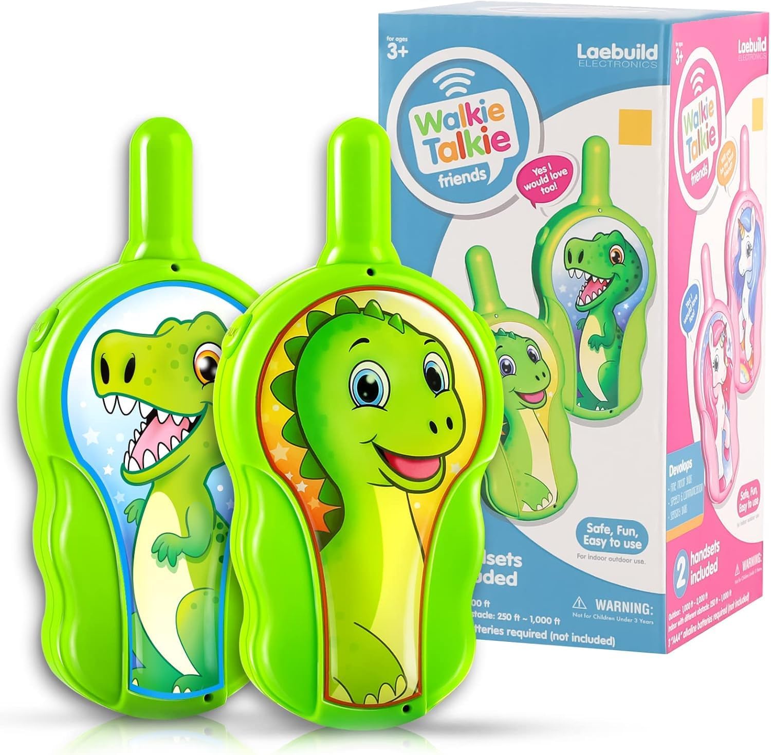 Kids Walkie Talkies 2 Pack, Dinosaur Two Way Radio Ages 2-6