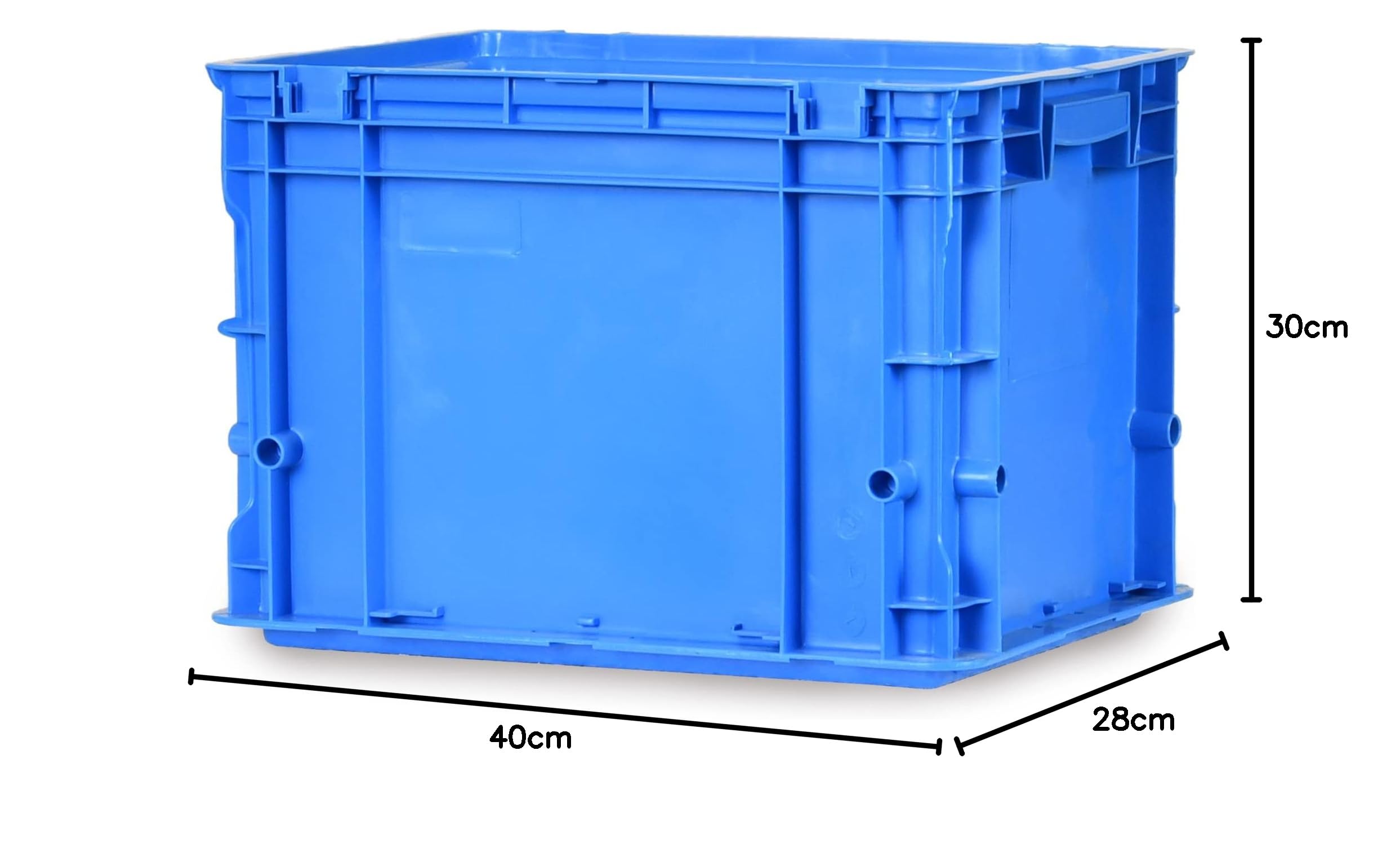 Eurobox Lagerkiste Stapelbox blau, 40x30x28 cm, 4er Set | Mehrwegbehälter, Industriebehälter, Transportbehälter, Logistikbox, Campingbox, Kunststoff, stapelbar, 33,6 Liter