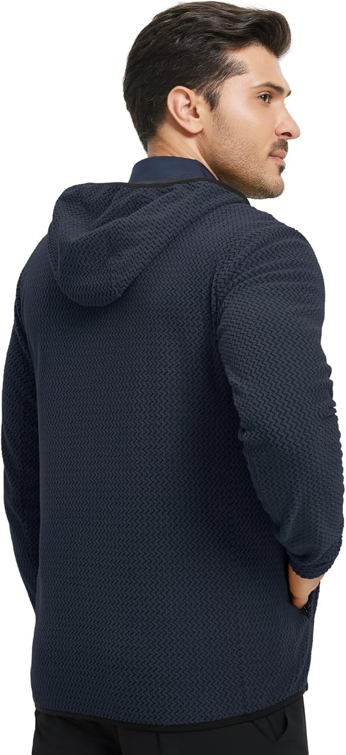 M MAELREG Fleece Hoodies Jacket Men Full Zip with 3 Zip Pockets Lightweight Soft Warm Hoodie for Golf Athletic Travel - Image 2