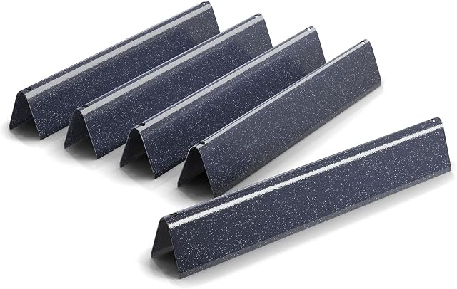 Denmay 7636 38.9cm Flavorizer Bars for Weber Spirit II/LX 300 Series E/S-310, Spirit E310 E320 E330 S310 S320 S330 Gas Grills (with Front Burner Knobs), Porcelain Steel Heat Shield 5 Pack