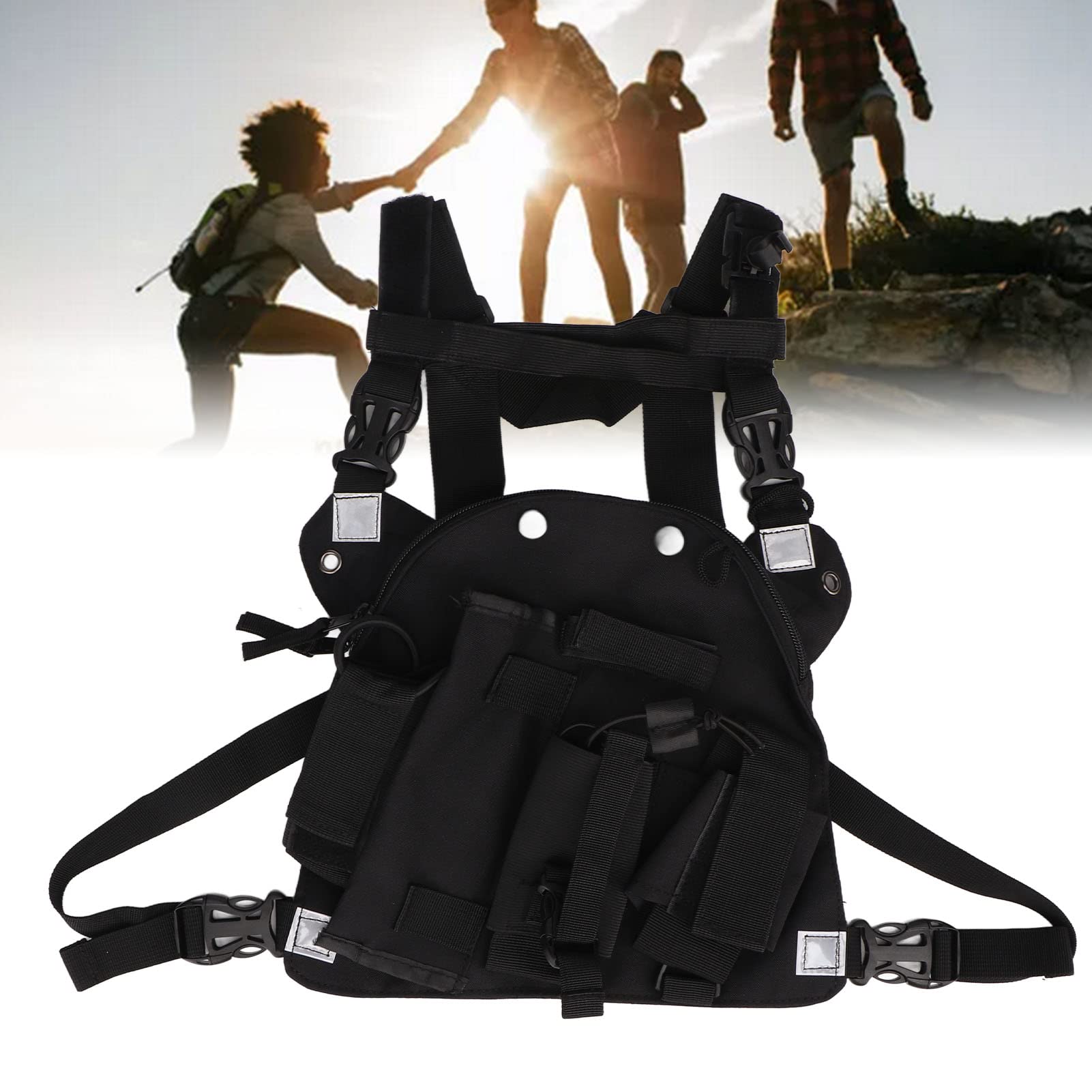 Cyrank Radio Chest Rig Harness, Universal Radio Chest Front Pack Pouch Radio Shoulder Holster Vest Rig per Radio Bidirezionale Rescue Essentials