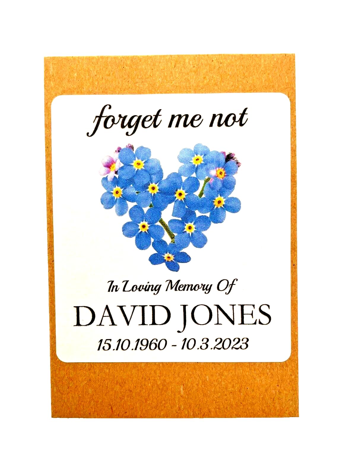 Personalised Funeral Favours Forget Me Not Memorial Remembrance Seeds F4 (60)