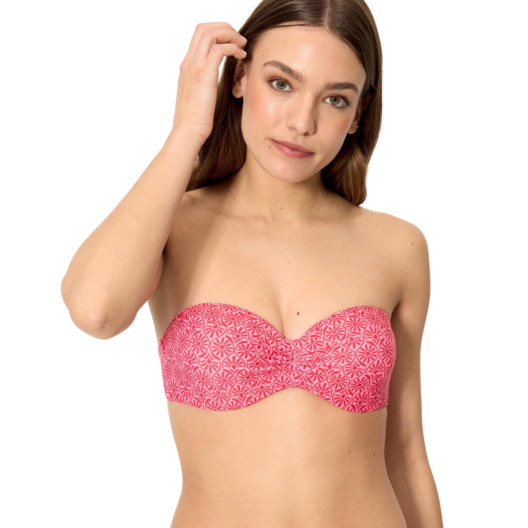 YSABEL MORA. Top Bikini Bandeau Push-Up B. Realza El Pecho con Aro Y Relleno. Ajuste Mediante Lazada En La Espalda para Mayor Comodidad .Colección Cherry.