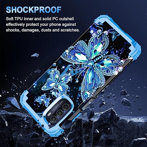 Miniatura 4 de Miqala Funda para Moto G Stylus 2022 5G4G, brillante en la oscuridad, tres capas de plástico duro resistente a prueba de golpes + funda protectora