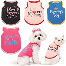 Idepet 4 Pack Dog Shirts Mother's Day Puppy Clothes Vests Pet T-Shirt