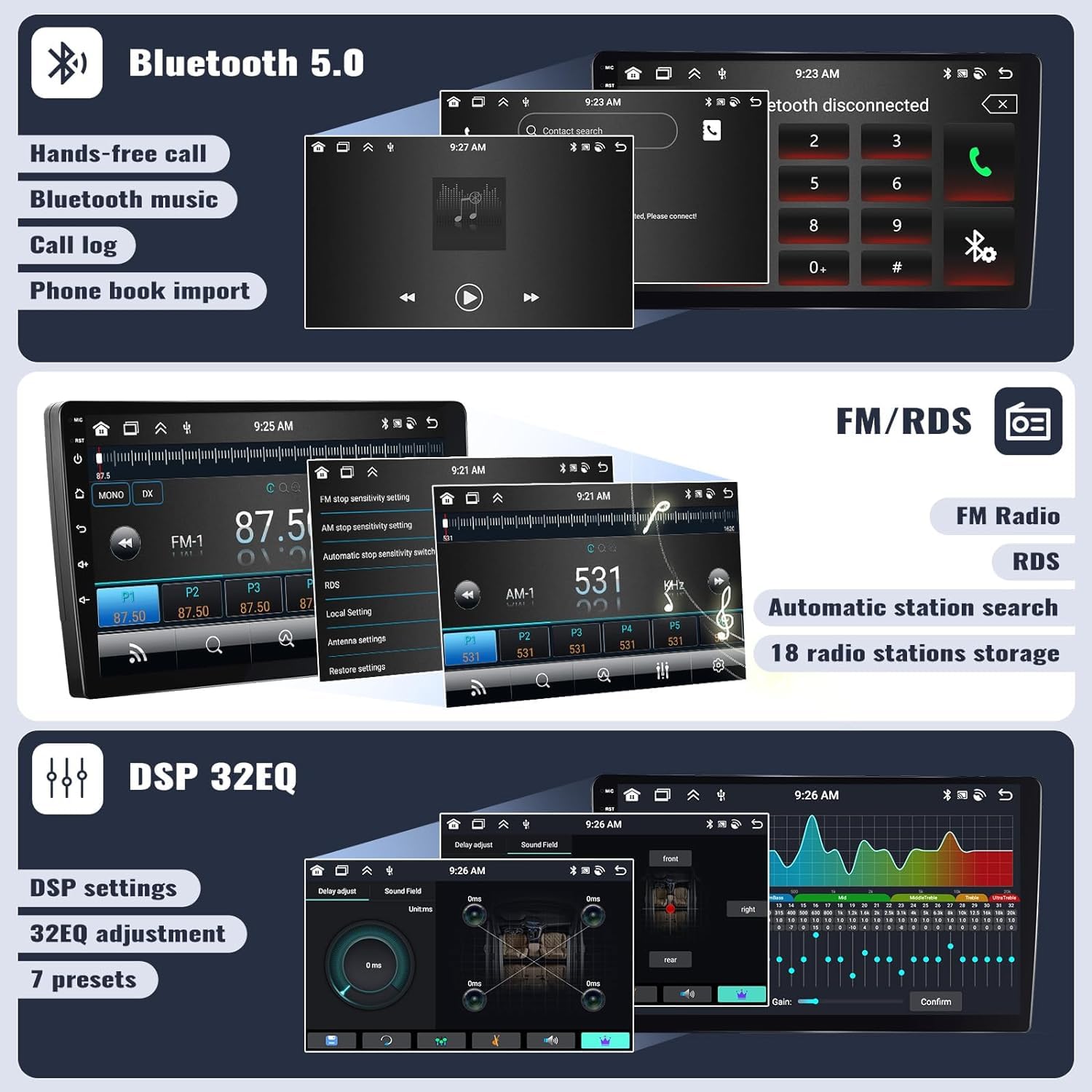 SIXWIN 8 Core 4GB+64GB Android 13 Autoradio con CarPlay/Android/DSP per Mercedes-Benz Smart Fortwo 2011-2015, 1280 * 720, 9" HD Schermo Navigatore GPS WiFi BT USB FM RDS Radio Mirror Link+32 band EQ