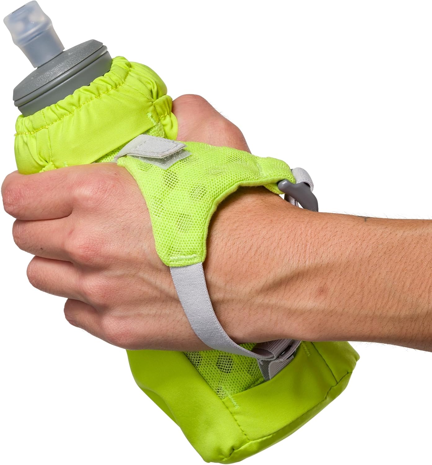 Nathan Handheld Soft Flask 18oz - Exo-Draw Insulated Collapsible Bottle - Grip-Free Strap & Rigid ExoSpine for Comfort/Support - Breathable Mesh Strap - Ideal Running/Hiking, Pinnacle, Lime Green - Image 6