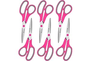 Pink Scissors for School: Rkqoa 8" All-Purpose Scissors 6-Pack
