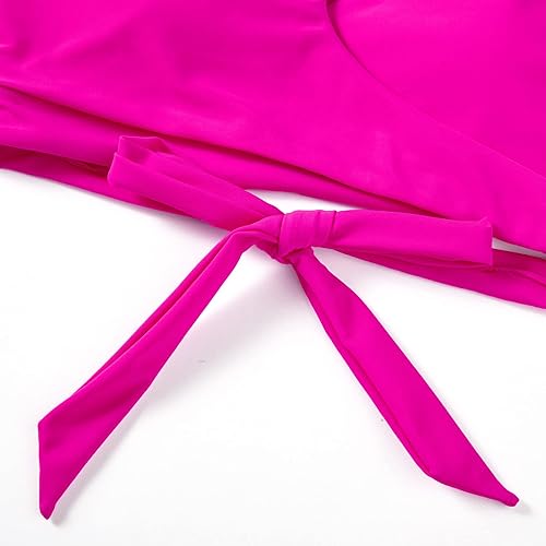 Miniatura 7 de OMKAGI Conjunto de bikini de cintura alta con corte de un hombro para mujer traje de baño de 2 piezas