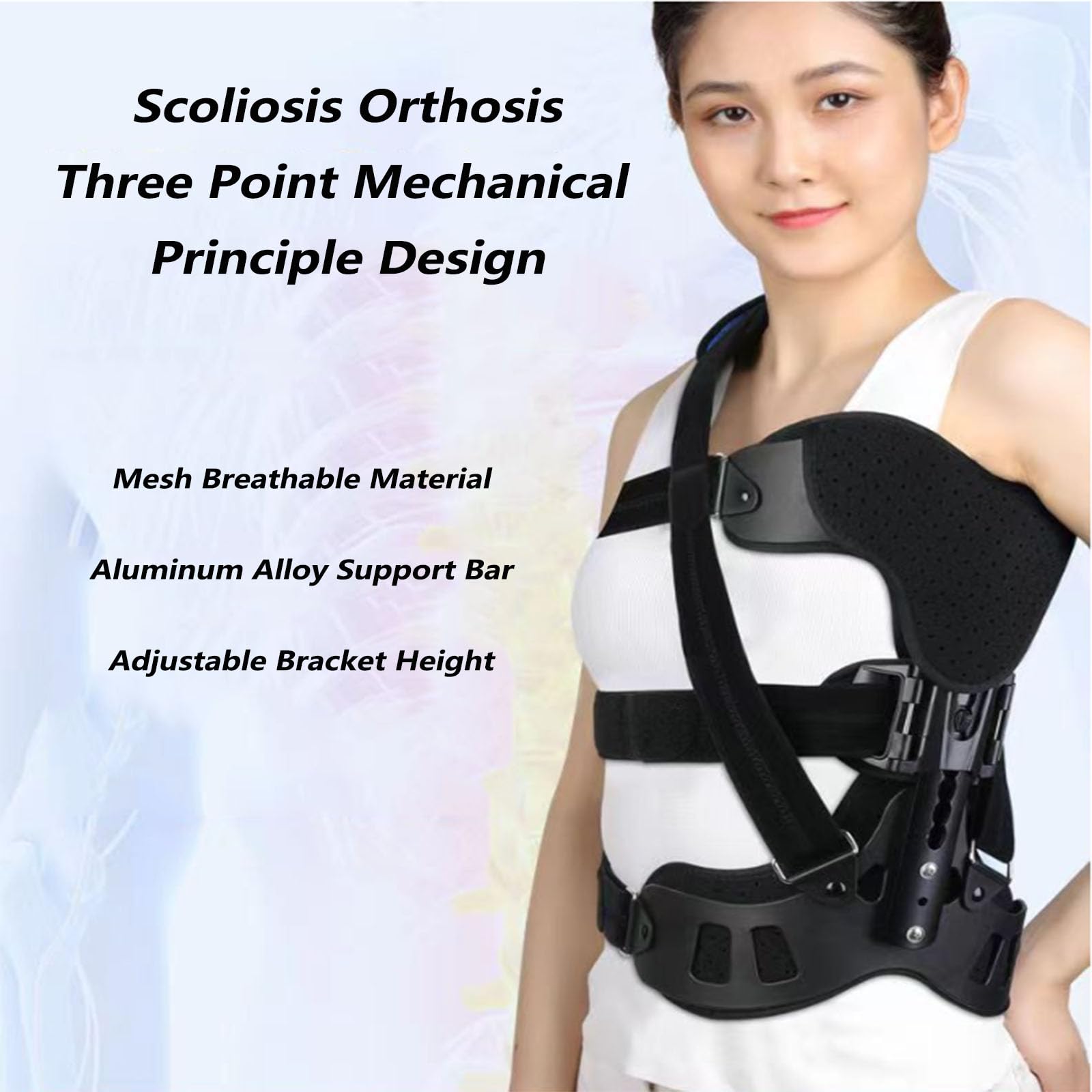 SFKLYU Corrector Escoliosis con Corrección Postura Aparato Ortopédico Fijo para Escoliosis Cervical y Espalda Ajustable para Recuperación Posoperatoria