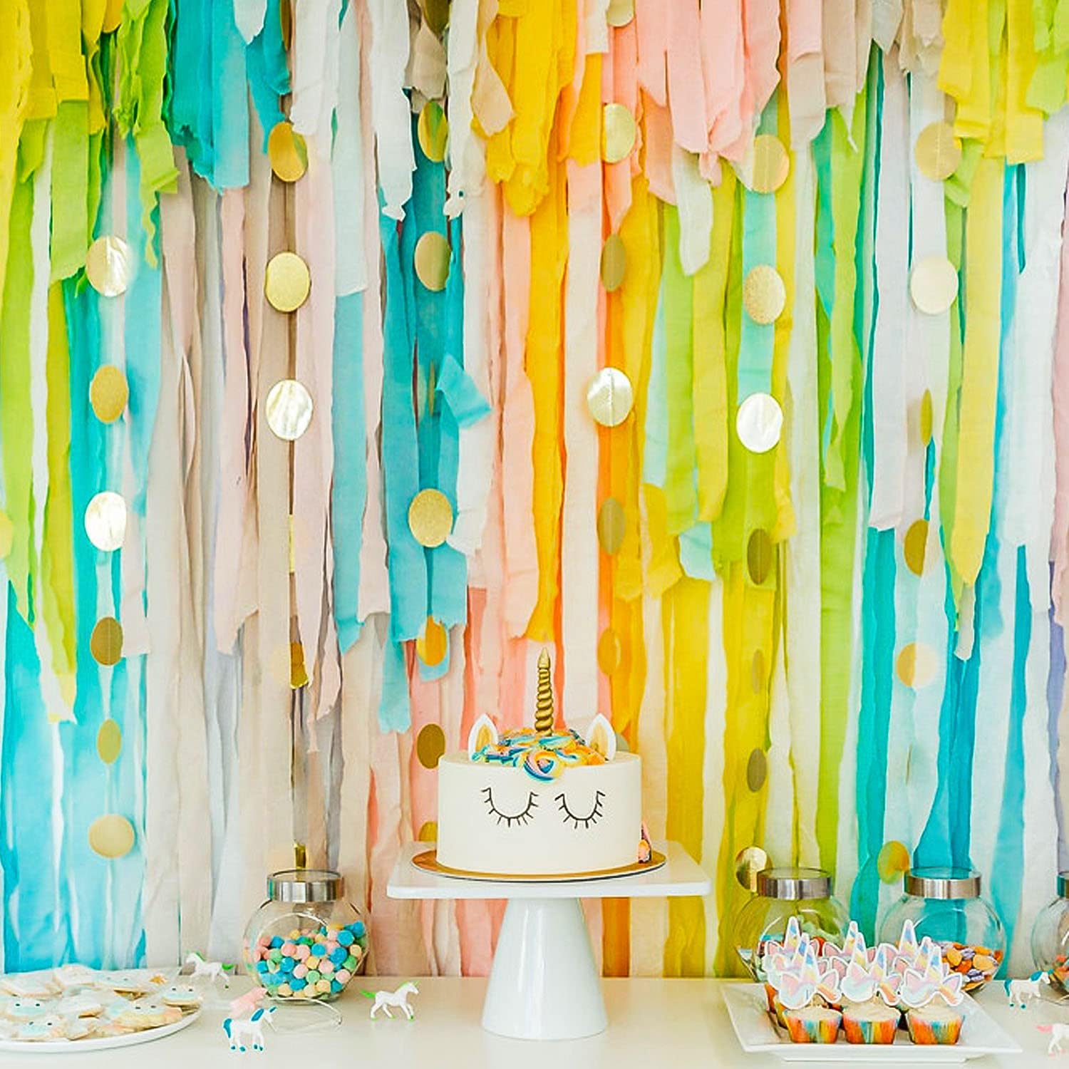 20 Rolls Easter Crepe Paper Streamers, 1640 Ft Crepe Paper Decorations in 5 Colors for Various Large Hanging Party Backdrop DIY Decoration, Rainbow DIY Supplies 82FT/Roll