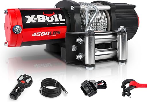 X-BULL Winch 4500LBS Steel Cable Electric Winch with Roller Fairlead, Wired Handle and Wireless Remote,Easy to Install