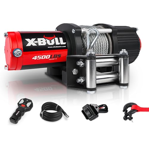 X-BULL Winch 4500LBS Steel Cable Electric Winch with Roller Fairlead, Wired Handle and Wireless Remote,Easy to Install