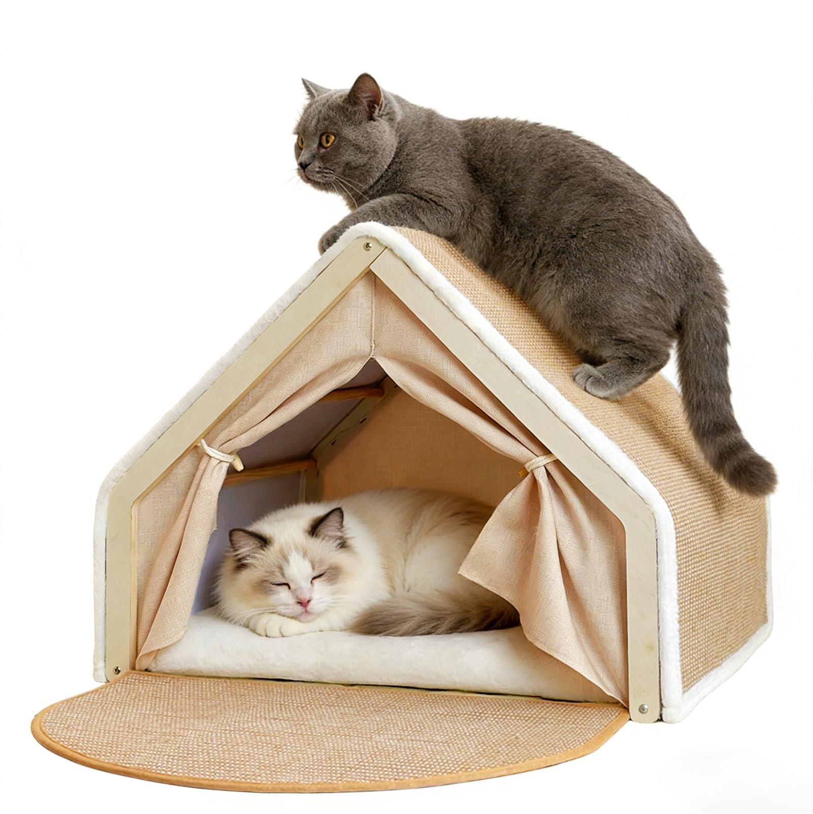 Maison pour Chat 2 en 1 avec Griffoir en Sisal