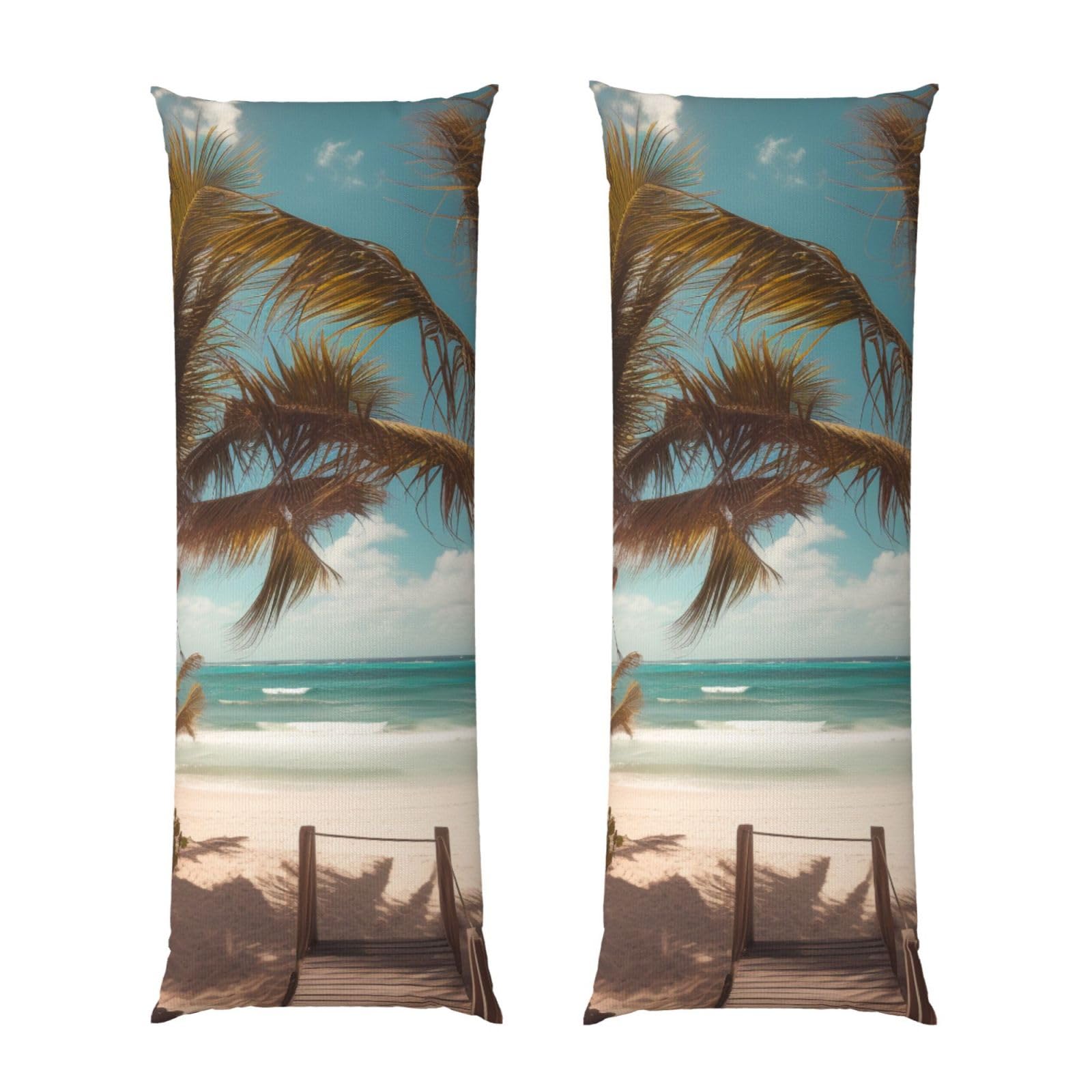 Body Pillow Cover 20x54 Inch, Beach Palm Trees Print Long Lumbar Pillow Case with Zipper Long Body Pillowcase Decorative for Bed Sofa Bedroom