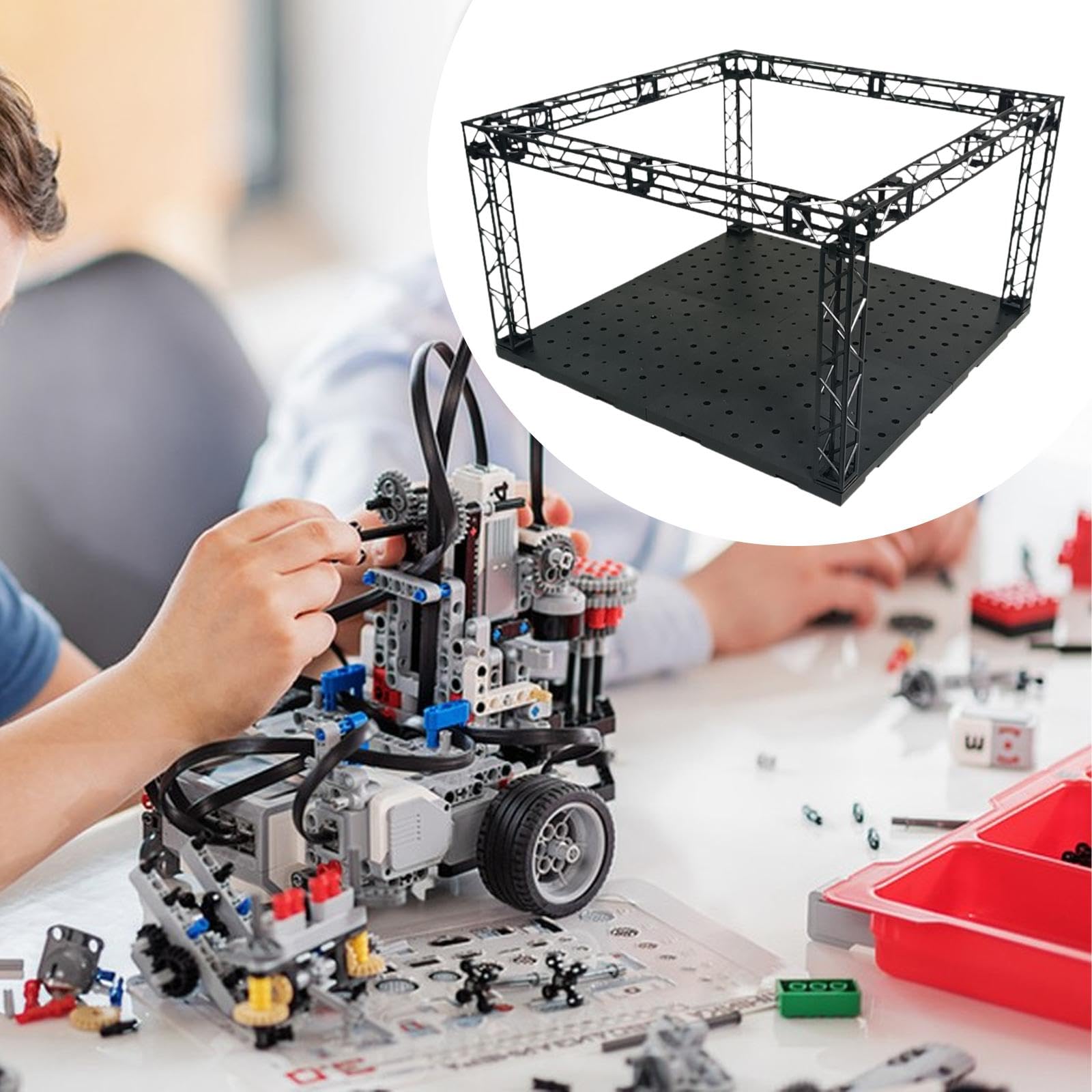 Palco Espositivo Hangar Diorama per Personaggi D'Azione Base Modulare Scena Garage Assemblabile Sfondo per Modelli a Incastro Adatto a Fotografia, Larghezza 30 Cm