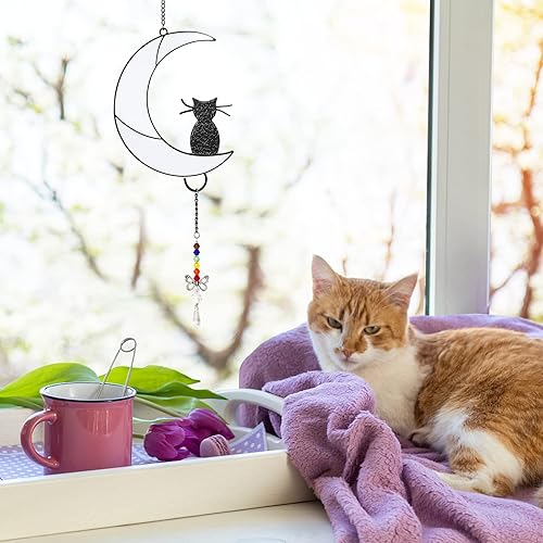 Miniatura 6 de Godboy Gato negro en la luna, regalo de adorno colgante, regalos conmemorativos para gatos, regalo de condolencias por pérdida de mascotas, para