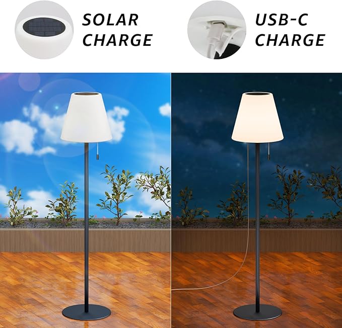 Postlucky Postlucky Solar Floor Lamp Outdoor Dimmable Warm White RGB Battery Powered 2-in-1 Wireless Solar & USB Charging LED Floor Lamp Outdoor IP44 for Garden Terrace Patio photo 3